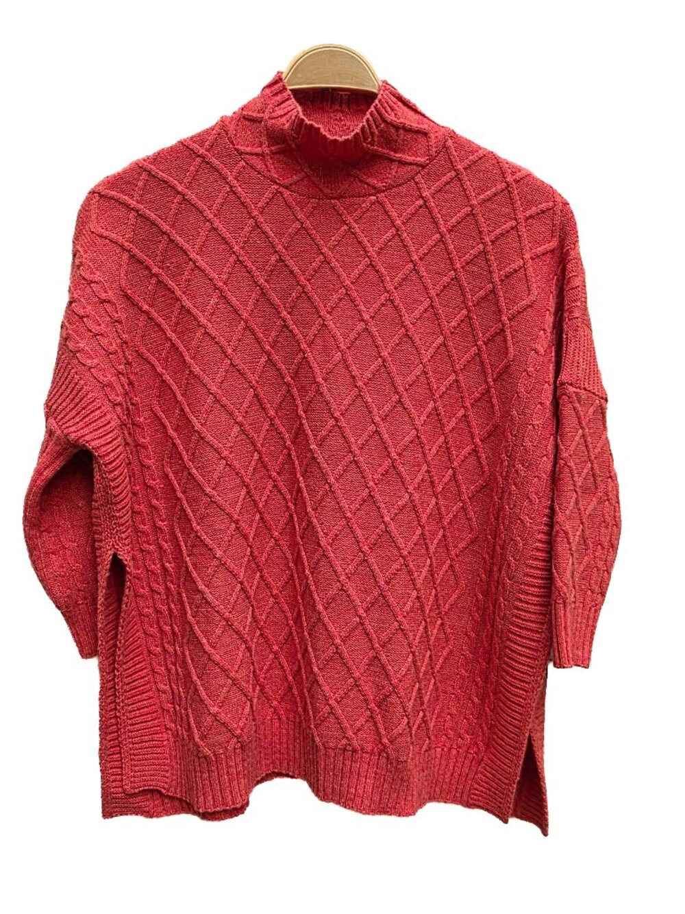 MERSEA Lisbon Traveler Sweater One Size Paprika Cable Knit Mock Neck Oversized